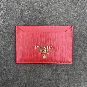 Prada Card Holder Vitello Move Red And Gold 3 Cc